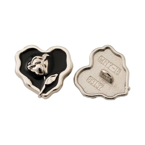 5pcs Rose Embossed Heart shape Metal Buttons for Sewing DIY 18/23mm - Picture 4 of 10