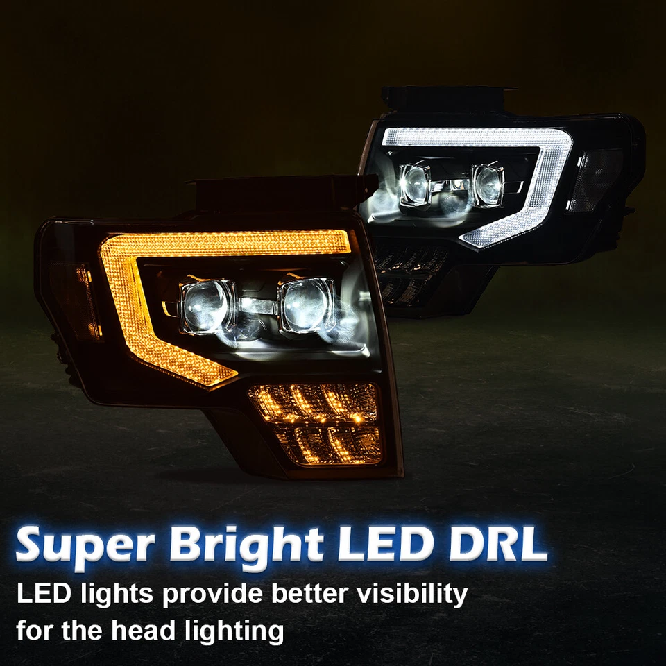 Dual LED Projector Headlights + Tail Lights Fit For 2009-2014 Ford F-150 Pickup Foto 2 de 4