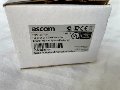 Ascom NIPC-W3P/1C Emergency Call System Equipment Pull Cord - White 3b Passive