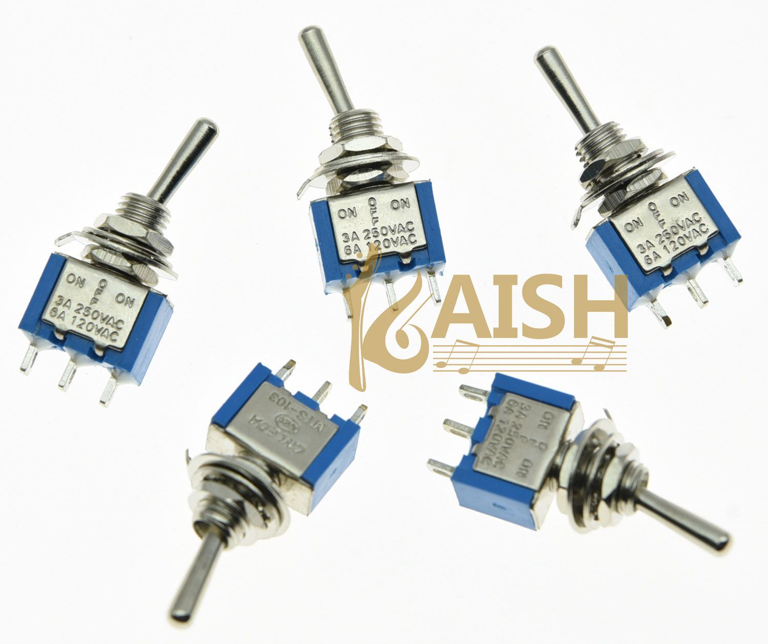 5pcs Blue Guitar Toggle Switches 3 Way ON/OFF/ON Mini Switch | eBay