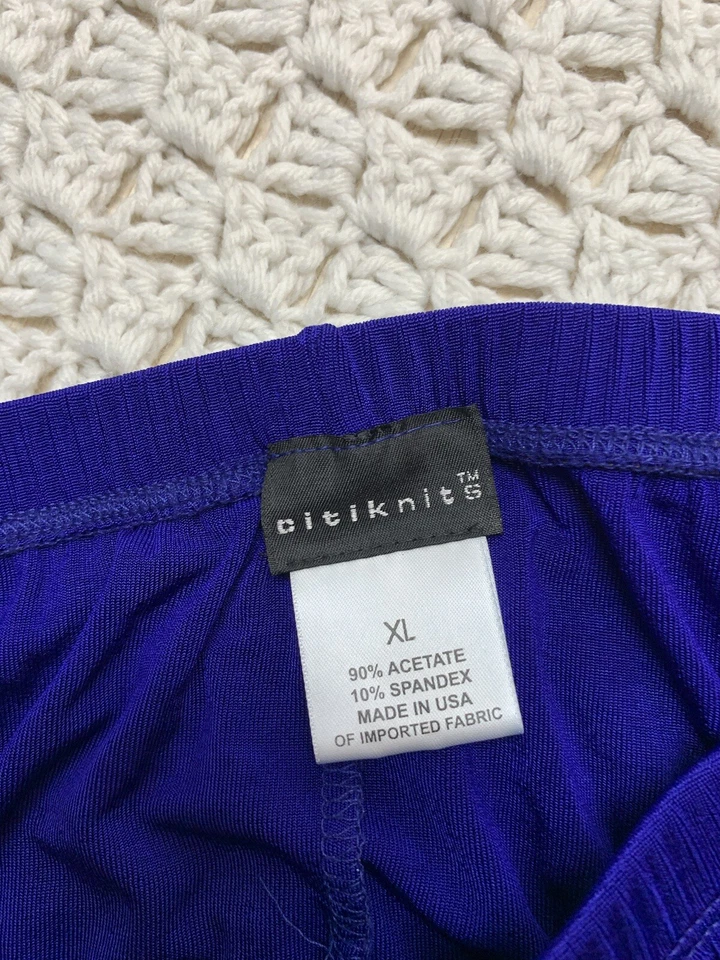 Pantalones Citiknits Mujer XL Tejido Recto Viaje Púrpura Cintura Elástica Estados Unidos Foto 4 de 4