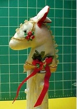 Handheld plush horse on stick Court Jester Kurt Christmas Ornament
