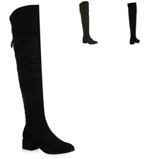 Damen Overknee Stiefel Warm Gefütterte Boots Langschaftstiefel 825398 Trendy Neu