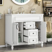 36" Bathroom Vanity w/Sink, Freestanding Vanity Storage Cabinet,2 Drawers, Doors
