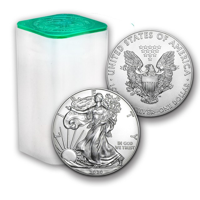 2020 1 oz American Silver Eagle Lot, Roll of 20 Twenty 1 Coins in Mint Tube eBay