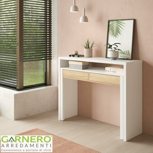 Scrivania ufficio ADAM Gihome ® scrittoio salvaspazio estraibile bianco  rovere | eBay