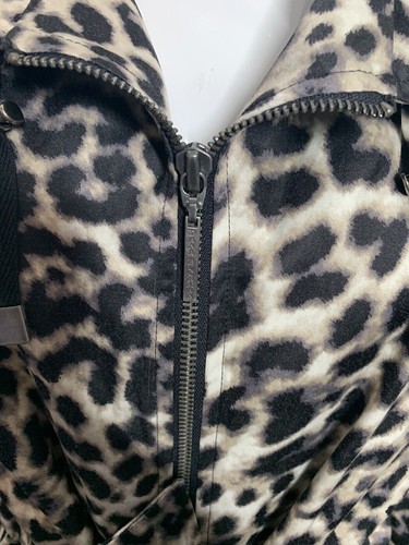 💋DANA BUCHMAN - LEOPARD ANIMAL PRINT FULL ZIP SATINY MIDI COAT - SZ M - Picture 4 of 8