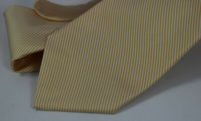 NWT Brooks Brothers 346 Pure Silk Off White Pale Yellow Gold Stripes Neck Tie US