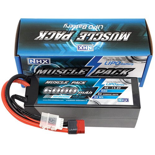 NHX Muscle Pack 4S 14.8V 6000mAh 50C HD Case Lipo Battery w/ DEANS / EZ6 Charger - Picture 2 of 4