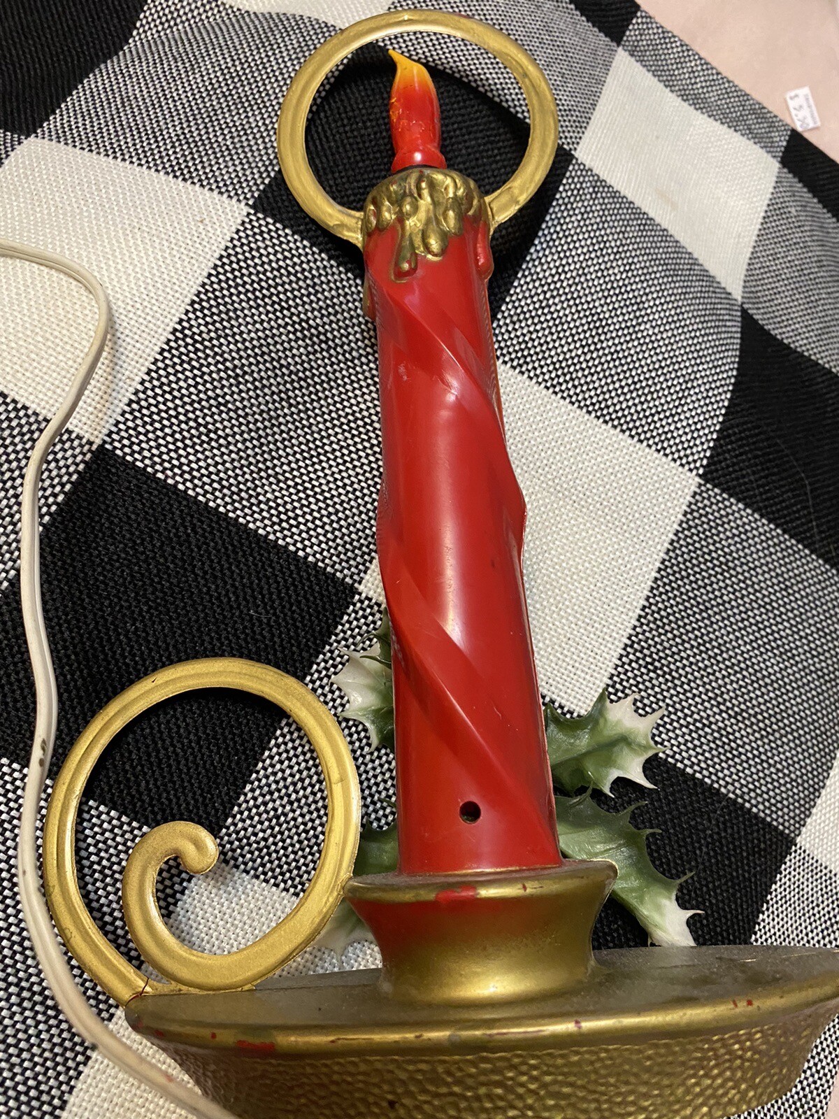 WORKING! Vintage Red Plastic Blow Mold Christmas Candle Light Up 12" eBay