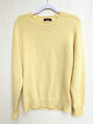 Vintage O'Connell's 100% Shetland Wool Yellow Knit Pullover Sweater Size Large 