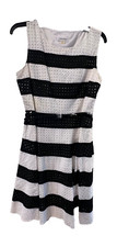 Calvin Klein Lined Sleeveless Black & White Striped Dress - Women's size 8