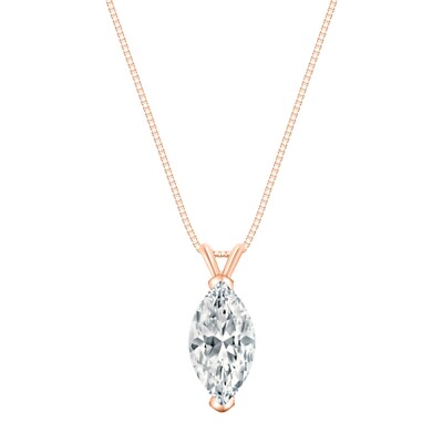 IGI E/VS 2 Kt Marquise Cut Lab Created Grown Diamond Collier Echt 14K Rotgold