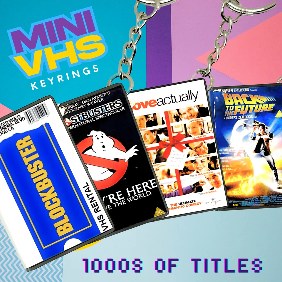 Miniature Nostalgic VHS Movie Box Film Customised Keyring - Choose Your Own! DVD - Image 2 of 4