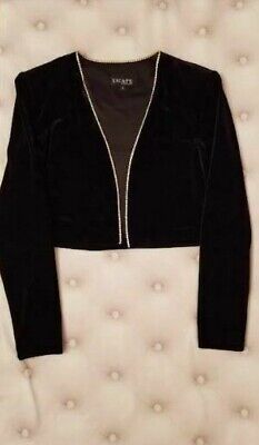 XCAPE by Lawrence Kurtz black velvet open front embellished XCAPE by Lawrence Kurtz black velvet open front embellished
