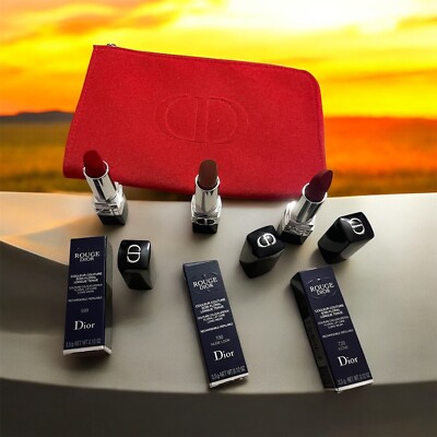Dior Konvolut Geschenkset mit Lippenstift 3 x 3,5 g und Kosmetiktasche Dior