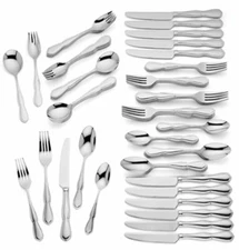 Lenox Tavish 84 Piece 18/10 Stainless Flatware Set Service For 12 Glossy New