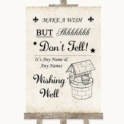 Personalisiertes Hochzeitsschild Shabby Chic Elfenbein Wunschbrunnen Nachricht