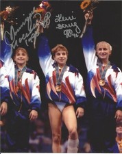 KERRI STRUG & DOMINIQUE MOCEANU AUTOGRAPHED PHOTO 16X20 OLYMPICS  W/PROOF