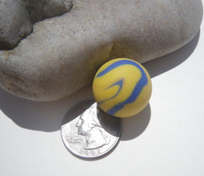 Sea Glass, Yellow Shooter Marble with Blue Swirls