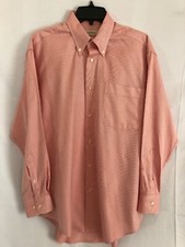 Peter Millar Men  s Long Sleeve Dress Shirt 100 Cotton Size Medium Peach