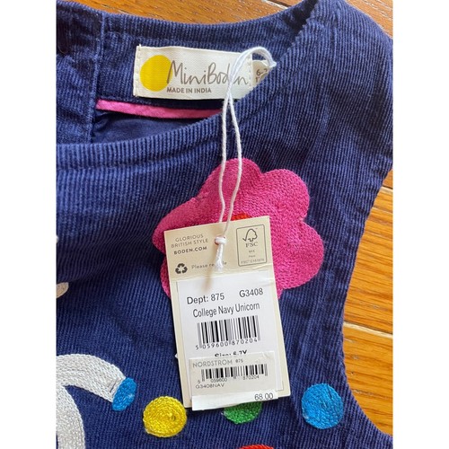 Mini Boden Dress Girls 6-7Y College Navy Unicorn Grandmacore Pinafore Corduroy - Picture 4 of 8