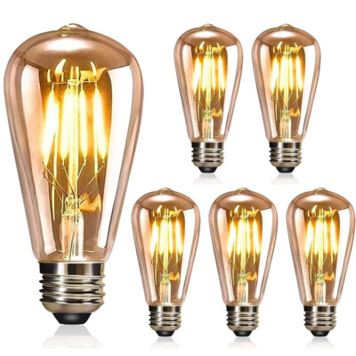 6x E27 ST64 LED Birne Edison 4W Vintage Retro Lampe Glühlampe Filament Glühbirne