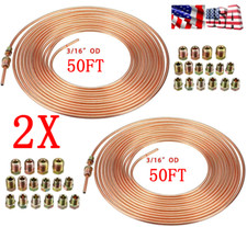 2x Copper Nickel Car Brake Line Tubing Kit 316 50ft Coil Rolls With 32fittings