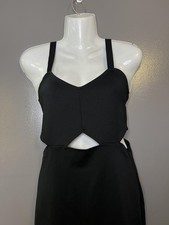 H&M Dress Womens Small Black Cut Out Bodycon Sweetheart Mini Zip Back Strappy