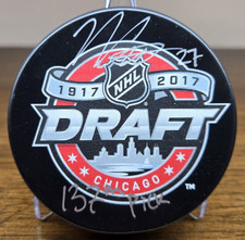 Noah Cates Signed 2017 NHL Draft Hockey Puck 