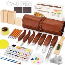 Wood Carving Kit, 46Pcs Wood Carving Tools with 6pcs Whittling Knives 5pcs ...