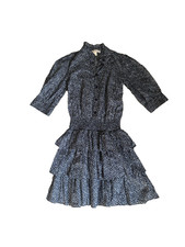 MICHAEL KORS Womens NavyRuffle Long Sleeve Short Layered Dress ruffles layers