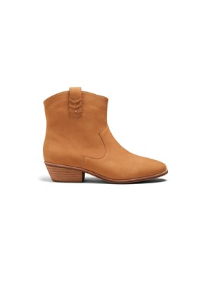 JACK ROGERS Womens Brown V-Stitch Stella Block Heel Leather Booties 10 M