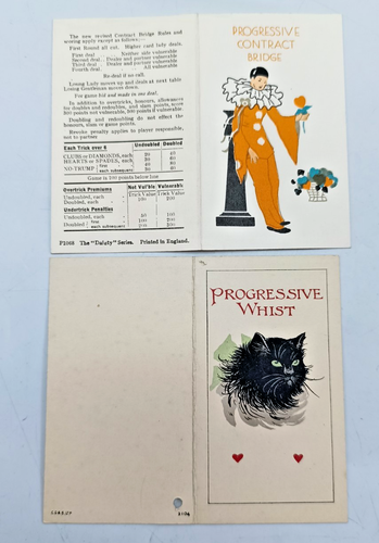 MASCOTTE PROGRESSIVE BRIDGE SCORING KARTEN. GEMISCHTE DESIGNS SCHWARZE KATZE. CLOWN. VERPACKT - Bild 14 von 21