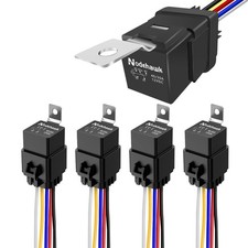 "5Pack 12V DC Waterproof Automotive Relay 40/30AMP with 12 AWG Harness"