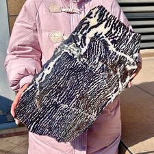 7.38lb Natural polished zebra stone slab free form sliced specimen