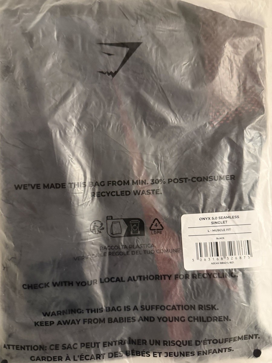 Gymshark Onyx 5.0 Seamless Singlet Muscle Fit Black Red Men's Size