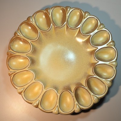 11.75  FRANKOMA #819 DEVILED EGG DISH PLAINSMAN DESERT GOLD PLATTER PLATE XLNT