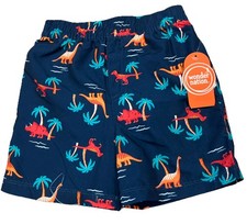 Wonder Nation Toddler Swim Shorts Blue with Dinosaurs UPF 50 New 5K121
