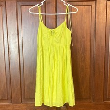 Nine West New Neon Green Yellow Sleeveless Strappy Flowy Mini Dress Size M