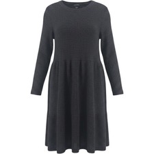 CENY Large Sweater Dress Charcoal Gray Ribbed Soft Knit Mini Dress New