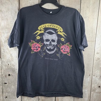 Blue October 2015 Fear Tour Dates Band T Shirt Black Roses Skull Adult Size XL