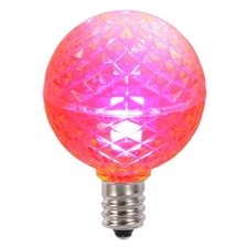 Faceted LED G40 Replacement Christmas Light Bulbs - Pink - Pack of 25