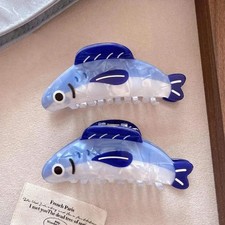 Creative Ocean Sardine Hair Clip and Shark Texture Ponytail Holder for Women