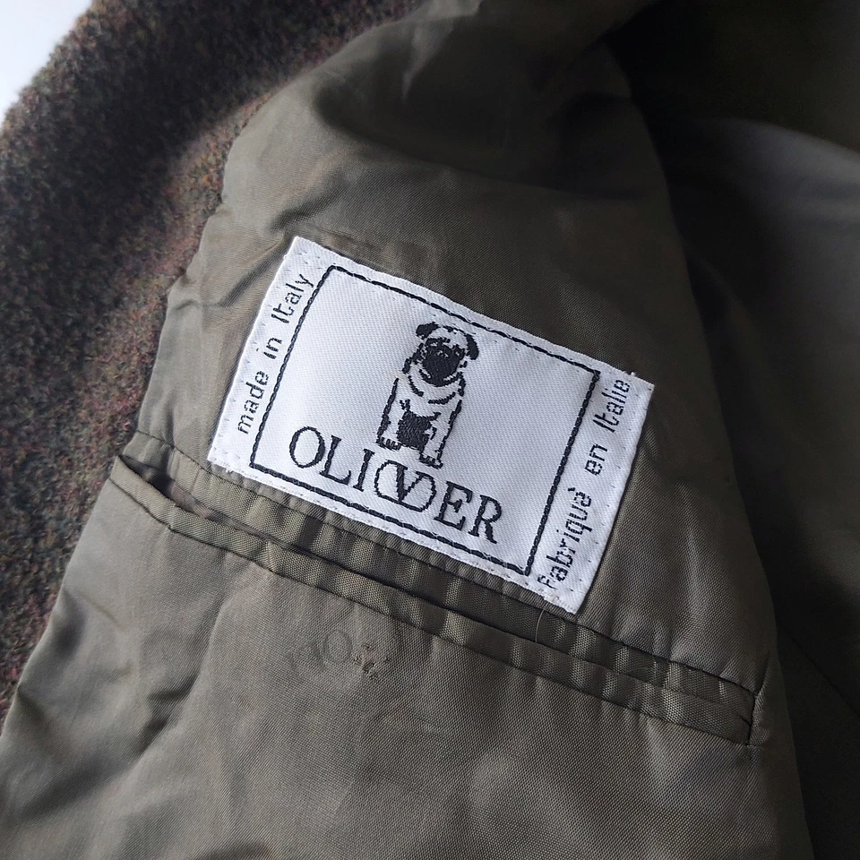 Chaqueta Blazer Oliver By Valentino Hombre 42R Boucle Verde Mezcla Lana Hecha en Italia Foto 4 de 4