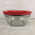 Rubbermaid Glass Food Storage Container with Lid 4 Cup 7N63 Red Easy Find Lid