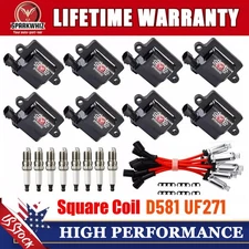 8PCS UF271 Ignition Coil + Spark Plug + Wires For Chevy GMC 4.8L 5.3L 6.0L 8.1L