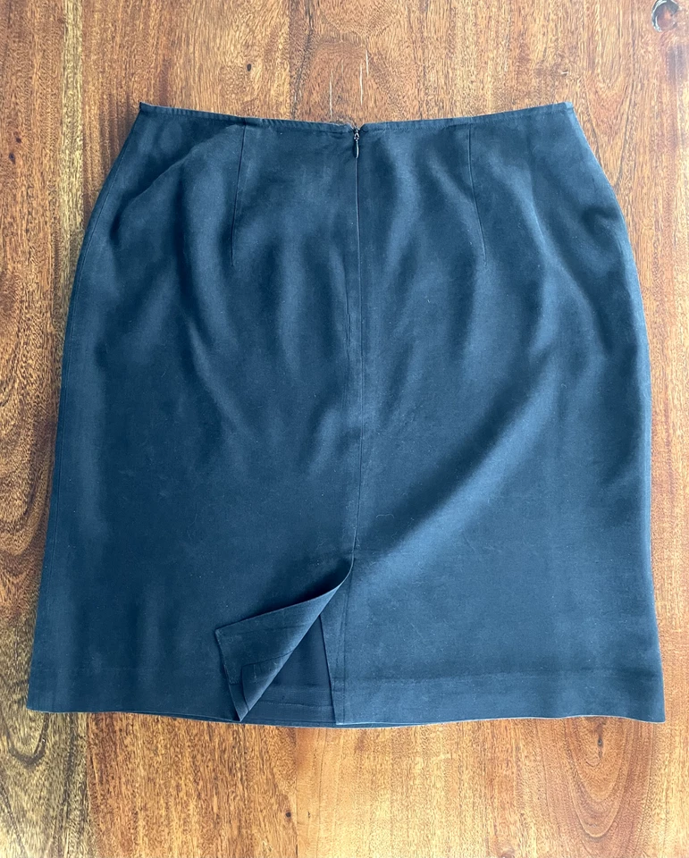 Minifalda vintage Y2K Madison Studio 100 % seda negra membrillo lápiz rodilla 8 28 29 Foto 2 de 3