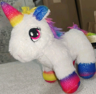 Dan Dee 7'' White Unicorn Rainbow Plush Stuffed Animal Toy