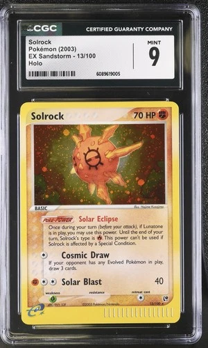 CGC 9 MINT Solrock 2003 EX Sandstorm 13/100 Holo Pokemon Card